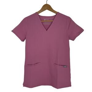 FIGS Casma 3-Pocket Scrub Top Chalk Pink XXS
